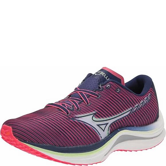 NEW MIZUNO women\'s wave rebellion running shoe in diva pink-indigo white